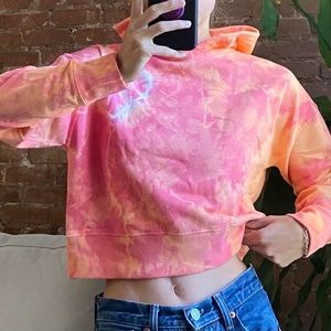 Frankie’s bikinis orange and pink tie dye  cropped hoodie